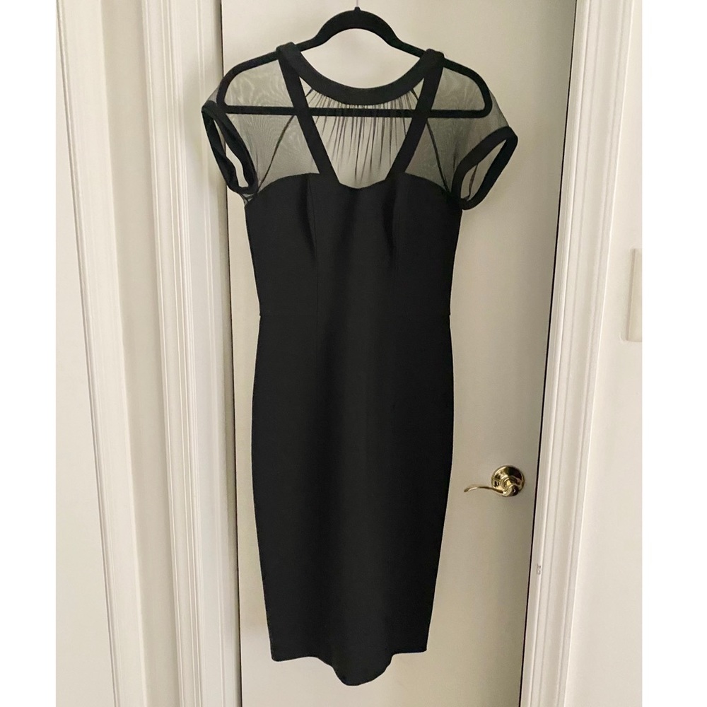 Maggie London Illusion Yoke Crepe Cocktail Dress